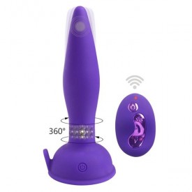 Фиолетовый анальный вибростимулятор Remote Control Anal Plug - 17,5 см.