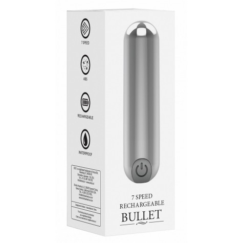 Серебристая перезаряжаемая вибропуля 7 Speed Rechargeable Bullet - 7,7 см.